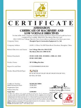 CE Certifikat stroja za punjenje